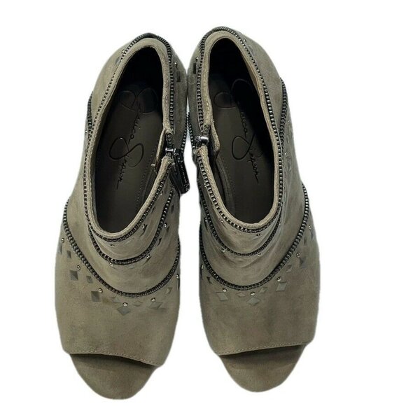 Jessica Simpson Peep Toe Studded Zip-Up Ankle Booties Size 8 - Picture 11 of 12